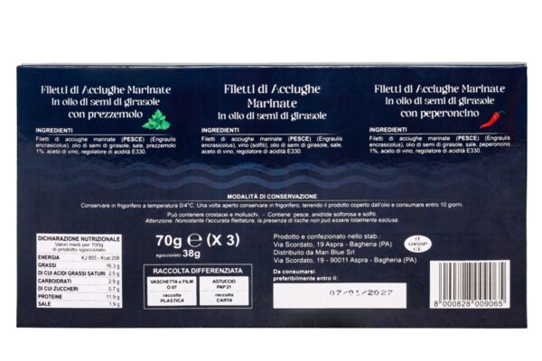 Tris di filetti di acciughe marinate 70 g